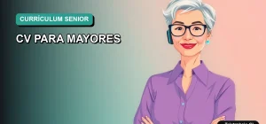 Ilustración vectorial plana de estilo premium de una profesional senior sonriente, con fondo degradado suave, para artículo sobre cómo destacar experiencia en un currículum después de los 50 años.