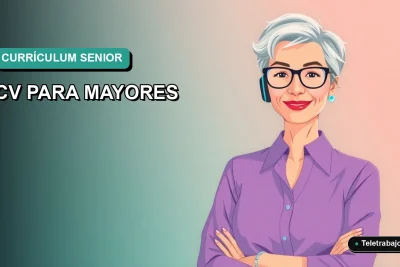 Ilustración vectorial plana de estilo premium de una profesional senior sonriente, con fondo degradado suave, para artículo sobre cómo destacar experiencia en un currículum después de los 50 años.