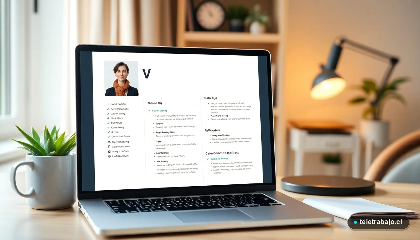 Plantilla de currículum vitae moderna y minimalista para teletrabajo en Chile 2026