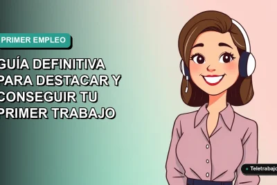 Joven profesional chilena sonriente, ilustración vectorial plana estilo Corporate Memphis, con fondo degradado azul verdoso, para guía de primer currículum.