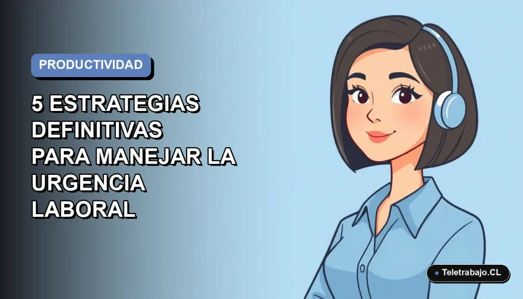 Ilustración plana vectorial de una mujer profesional con blusa azul y corte bob, sobre fondo degradado azul grisáceo, representando control y productividad.
