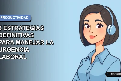 Ilustración plana vectorial de una mujer profesional con blusa azul y corte bob, sobre fondo degradado azul grisáceo, representando control y productividad.