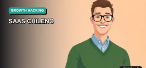 Ilustración vectorial plana de estilo premium que representa el éxito de un startup SaaS chileno, con un trabajador tech moderno y fondo minimalista.