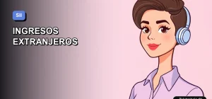 Ilustración vectorial plana de estilo premium que muestra a una mujer profesional chilena, representando la declaración de ingresos del extranjero ante el SII. Fondo con gradiente suave.