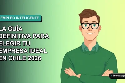 Ilustración vectorial plana de un trabajador masculino de tecnología con suéter verde, sobre fondo degradado azul y verde. Espacio negativo a la izquierda.