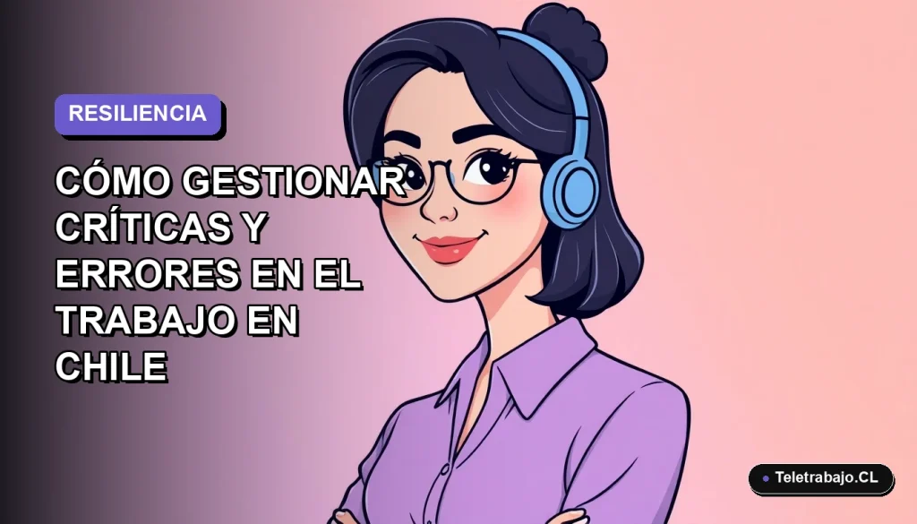 Ilustración vectorial plana de una mujer profesional chilena con expresión positiva, sobre fondo degradado lavanda suave, representando la superación de errores en el trabajo.