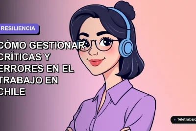 Ilustración vectorial plana de una mujer profesional chilena con expresión positiva, sobre fondo degradado lavanda suave, representando la superación de errores en el trabajo.