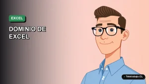 Ilustración vectorial plana de un trabajador profesional masculino con camisa azul, destacando habilidades de Excel para un CV moderno. Fondo con gradiente suave.
