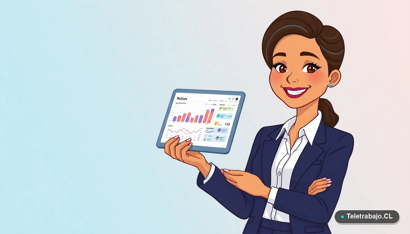 Profesional chilena optimizando su CV con habilidades de Excel para la EPA 2026, ilustración plana moderna.