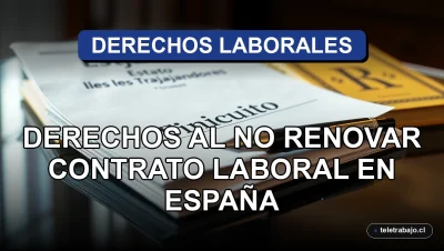 Documentos legales y un bolígrafo sobre una mesa de cristal, representando los derechos del trabajador al finalizar un contrato en España.