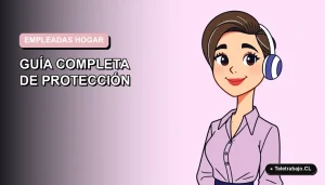 Ilustración plana corporativa de una trabajadora doméstica sonriente con fondo degradado lavanda, representando sus derechos laborales en 2026.