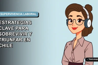 Ilustración plana corporativa de una mujer profesional chilena de teletrabajo, con fondo degradado azul y gris, representando los desafíos laborales futuros.