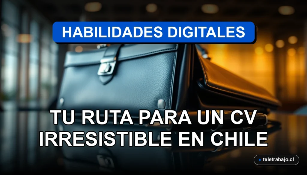 Ruta de aprendizaje de habilidades digitales para mejorar el currículum vitae en Chile 2026, concepto de crecimiento profesional.