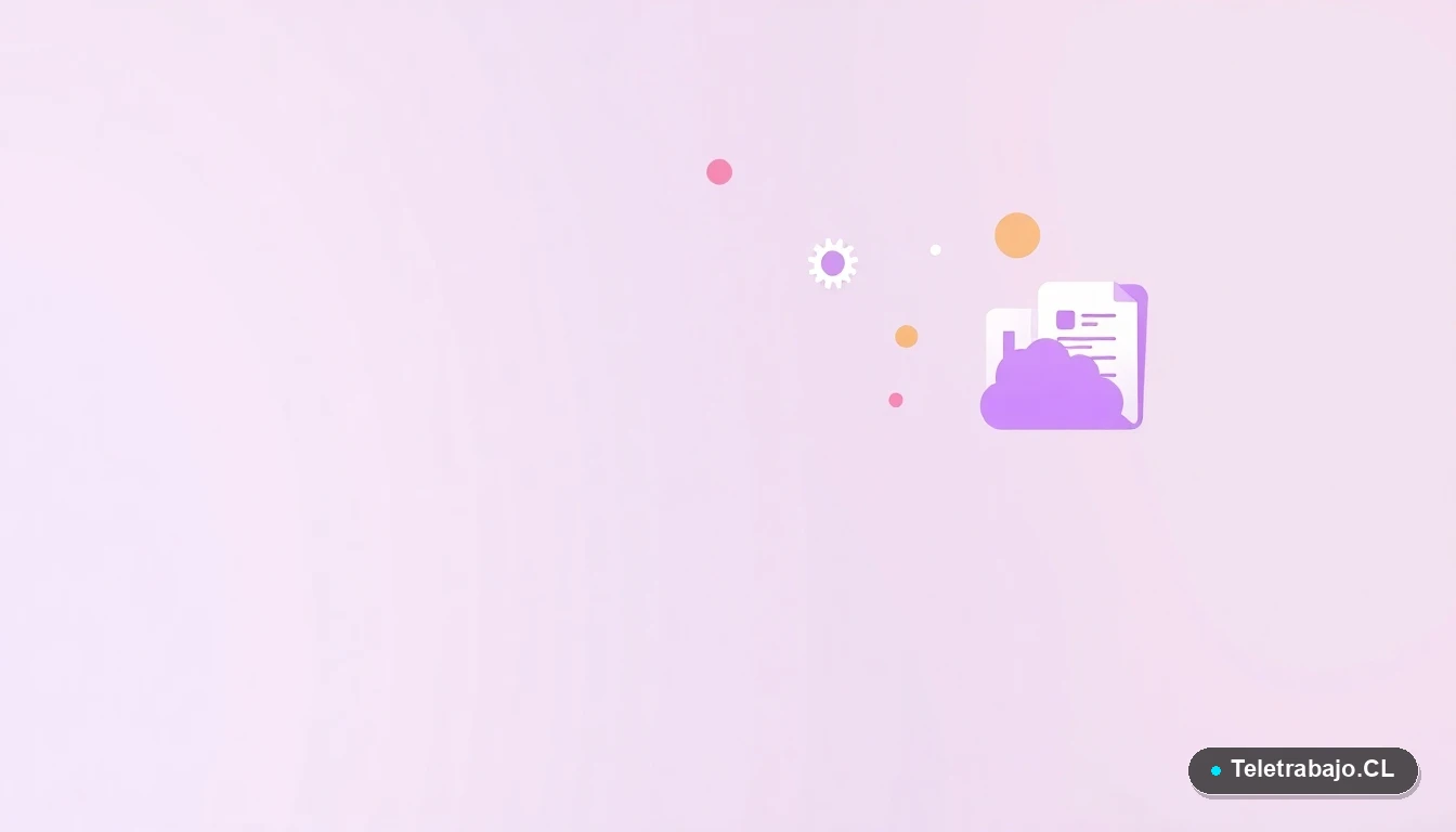 Elementos de interfaz de usuario abstractos y modernos, como gráficos y engranajes flotantes, sobre fondo degradado, concepto de productividad y gestión del tiempo laboral.