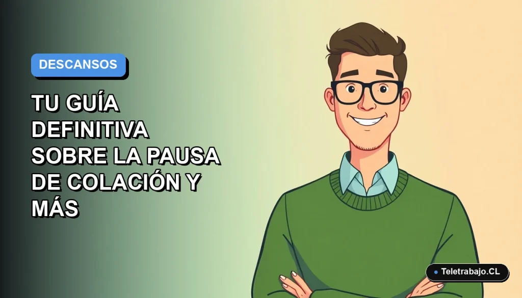 Ilustración plana corporativa de un trabajador hombre de teletrabajo en Chile, con fondo degradado azul y espacio negativo.