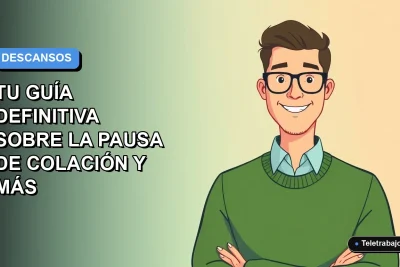 Ilustración plana corporativa de un trabajador hombre de teletrabajo en Chile, con fondo degradado azul y espacio negativo.