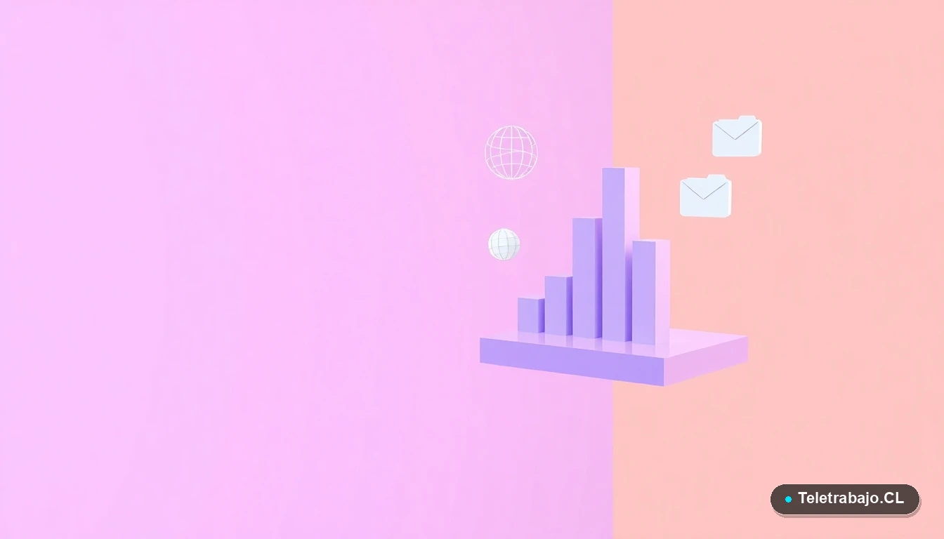 Composición abstracta de interfaz de usuario tecnológica con gráficos y iconos flotantes en estilo vectorial plano, sobre fondo degradado lavanda y durazno.