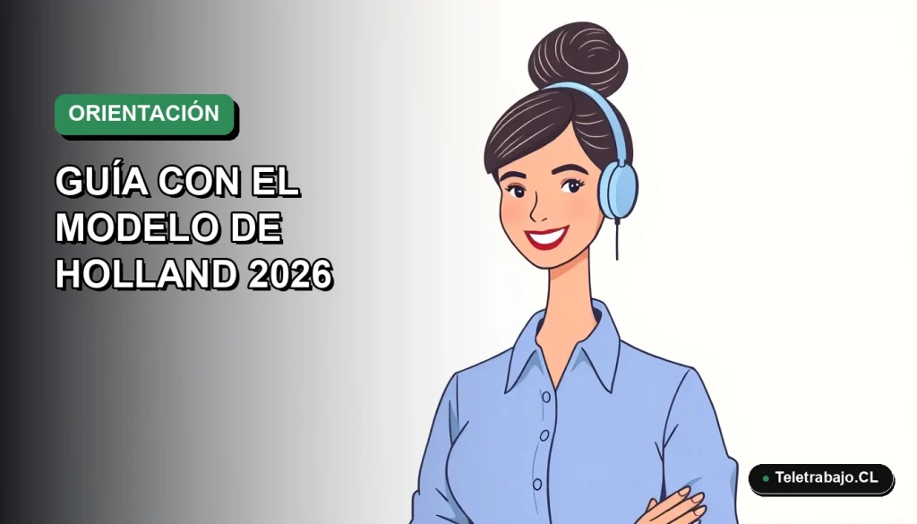 Ilustración plana vectorial de una mujer profesional chilena con blusa azul y cabello recogido, sonriendo, sobre un fondo degradado suave de color verde mar y blanco.