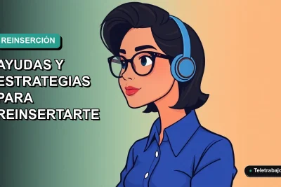 Ilustración vectorial plana de una mujer profesional chilena con blusa azul y lentes, mirando con esperanza. Fondo degradado verde azulado vacío a la izquierda.