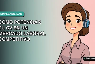 Ilustración plana corporativa de una mujer profesional chilena sonriendo, con fondo degradado azul verdoso, sobre el desempleo y competitividad laboral en Chile 2026.