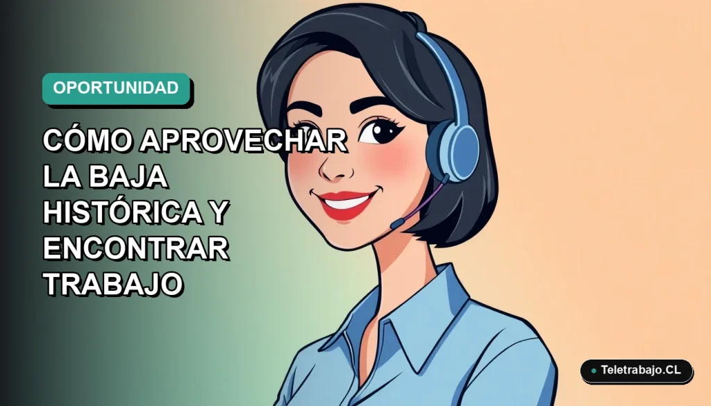 Ilustración vectorial plana de una joven profesional chilena sonriente, con blusa azul y corte de pelo moderno, sobre un fondo degradado suave de color verde azulado. Espacio negativo a la izquierda.