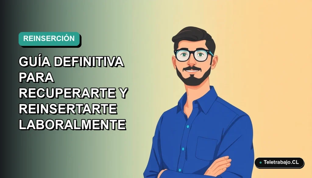 Ilustración vectorial plana de un trabajador chileno de tecnología, con camisa azul y anteojos, mirando con confianza hacia el futuro laboral. Fondo con degradado suave de azul a verde.