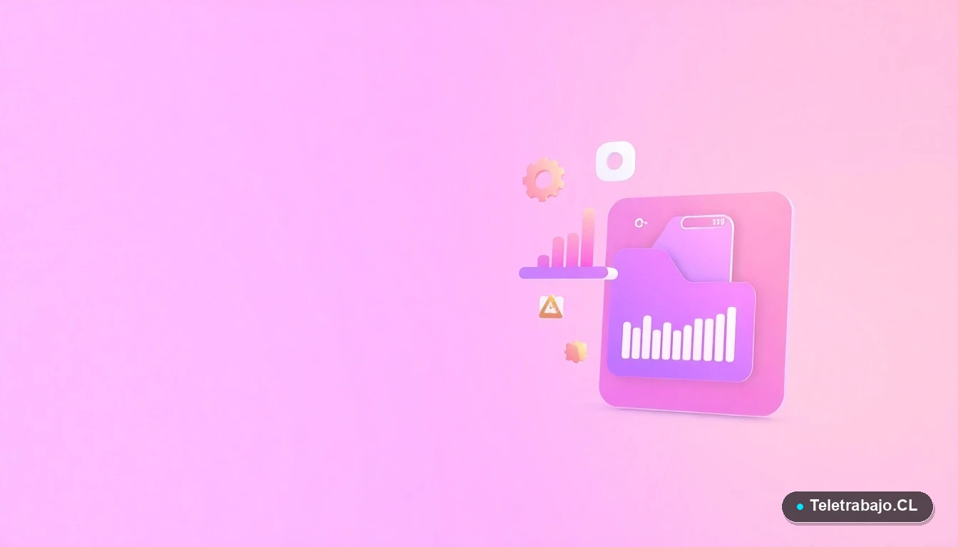 Elementos de interfaz de usuario abstractos, gráficos y engranajes flotantes, sobre fondo lila, representando conceptos legales y de proceso.