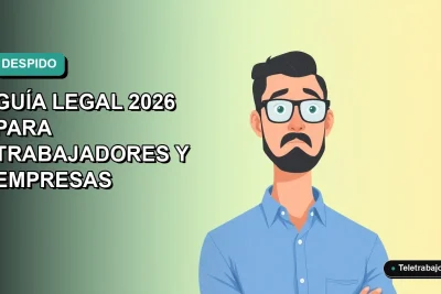 Ilustración vectorial plana de un trabajador masculino con camisa azul y expresión seria, sobre fondo degradado verde azulado, representando el despido por bajo rendimiento en Chile.