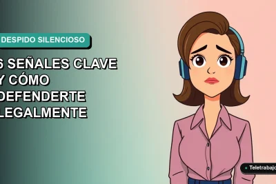 Ilustración vectorial plana de estilo Corporate Memphis de una mujer profesional chilena con expresión preocupada, sobre un fondo degradado suave de color verde azulado. La imagen representa el concepto de despido silencioso en el trabajo remoto.