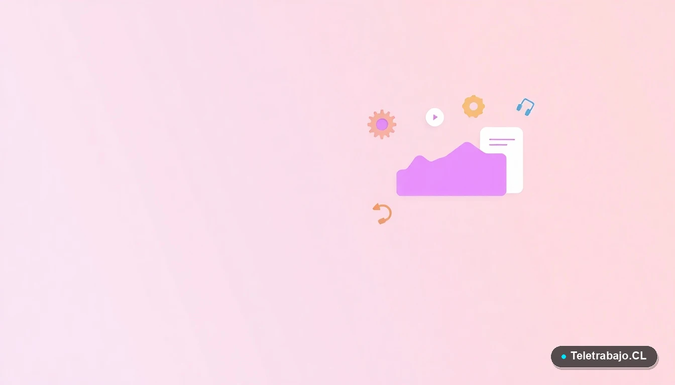 Elementos de interfaz de usuario abstractos y modernos, como gráficos y engranajes flotantes, sobre fondo degradado, simbolizando habilidades tecnológicas y adaptabilidad.