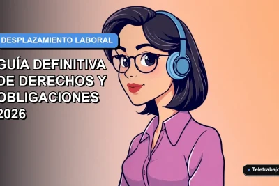 Ilustración vectorial plana de una trabajadora chilena de tecnología, con expresión profesional, sobre fondo degradado azul y gris. Representa guía de derechos y obligaciones laborales 2026.