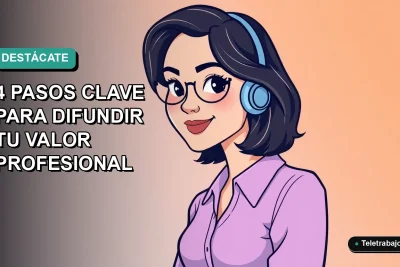 Ilustración plana corporativa de una mujer profesional chilena sonriente, con fondo degradado azul verdoso. Espacio negativo a la izquierda.