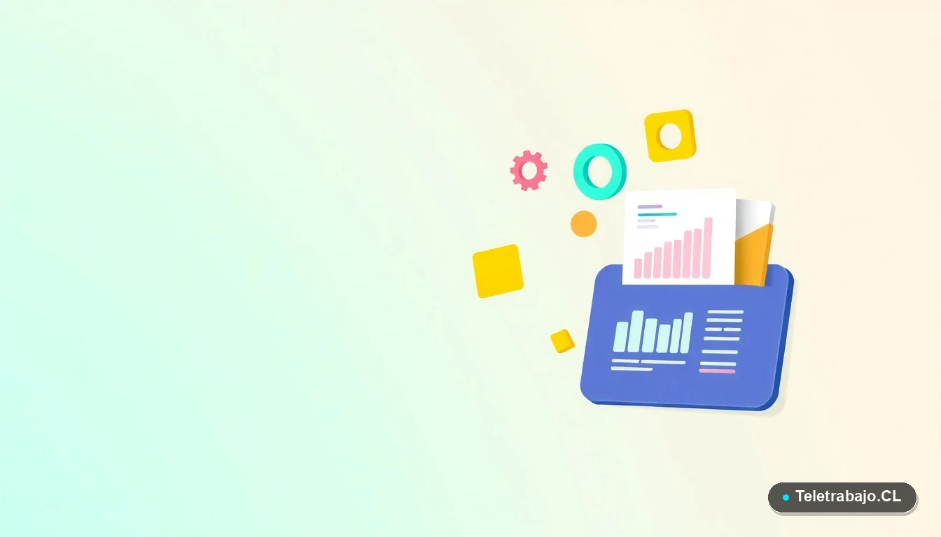 Elementos abstractos de interfaz de usuario tecnológica, con gráficos y iconos flotantes, ilustración plana con fondo degradado verde menta.