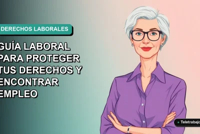 Ilustración vectorial plana de una mujer profesional chilena mayor, con expresión segura, sobre fondo degradado azul verdoso. Representa la lucha contra la discriminación etaria en el trabajo.