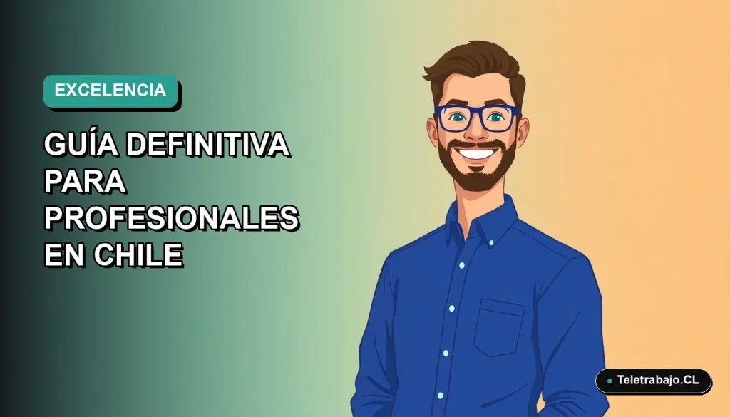 Ilustración vectorial plana de un profesional chileno sonriendo, con camisa azul y anteojos, sobre fondo degradado verde azulado. Representa el dominio de la función BUSCARV en Excel.