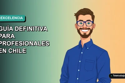 Ilustración vectorial plana de un profesional chileno sonriendo, con camisa azul y anteojos, sobre fondo degradado verde azulado. Representa el dominio de la función BUSCARV en Excel.