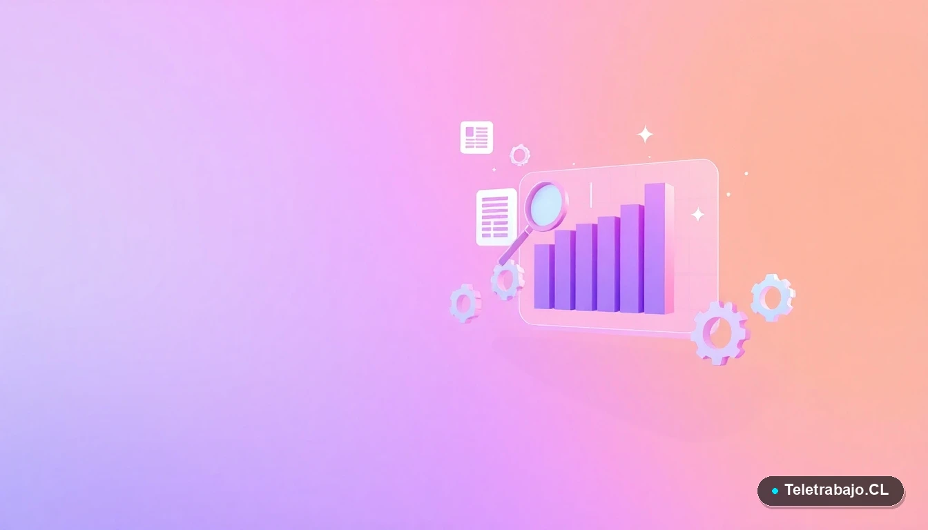 Interfaz de usuario abstracta con gráficos flotantes, engranajes y un ícono de planilla de Excel, sobre fondo degradado lavanda. Representa el poder y la eficiencia de la función BUSCARX para el análisis de datos.