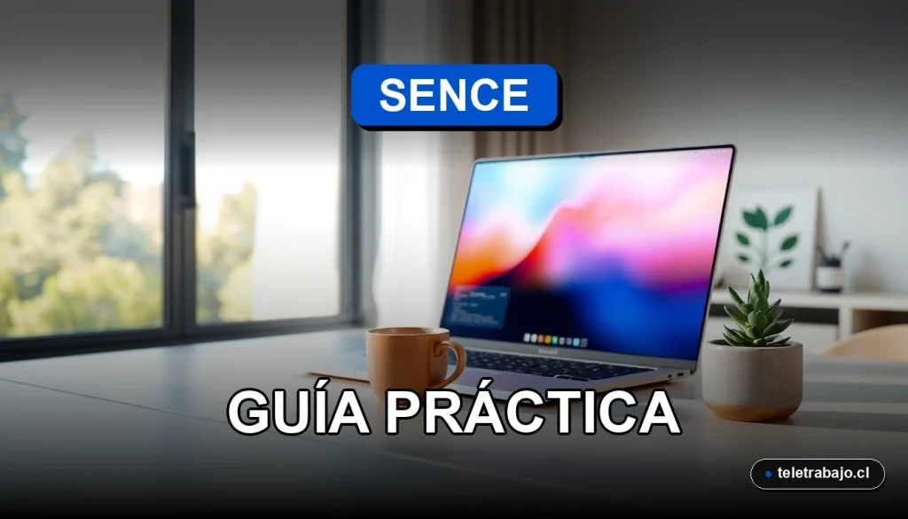 Curso de análisis de datos para teletrabajo SENCE 2026 en un escritorio moderno de home office.