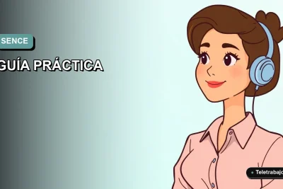 Ilustración plana de mujer profesional trabajando remotamente, analizando datos en pantalla, fondo degradado suave.