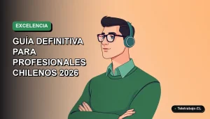 Ilustración vectorial plana de un profesional chileno analizando datos de marketing en Excel, fondo con gradiente suave.