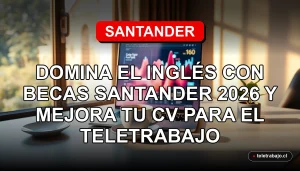 Becas Santander para aprender inglés y mejorar el currículum para el teletrabajo. Oficina moderna y profesional.