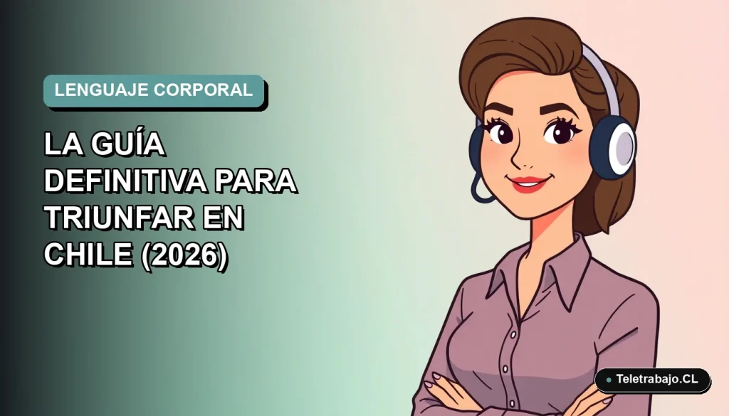Ilustración plana vectorial de una mujer profesional chilena con expresión confiada, fondo degradado suave azul verdoso, concepto de entrevista laboral exitosa.