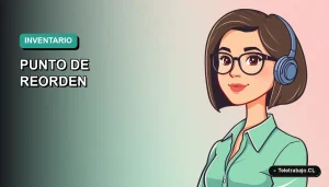 Ilustración plana vectorial corporativa moderna de una mujer profesional de tecnología, con fondo degradado de color teal, representando el control de inventario y stock en Excel.