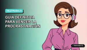Ilustración plana corporativa de una mujer profesional chilena trabajando remotamente con confianza, fondo degradado suave.
