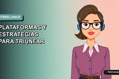 Ilustración vectorial plana de una mujer profesional freelance trabajando desde su casa en Chile, con fondo degradado suave.