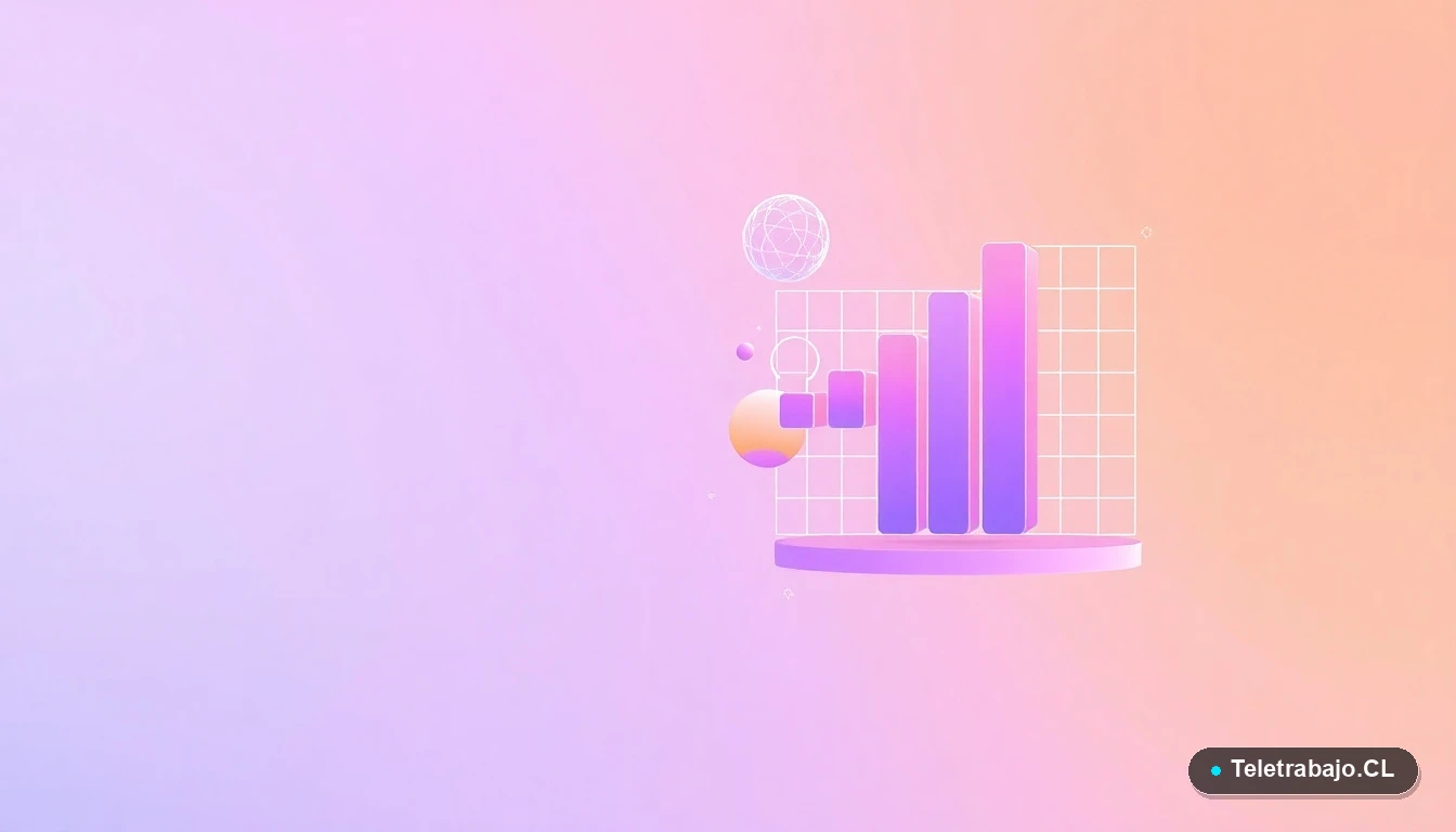 Composición abstracta de interfaz de usuario tecnológica con gráficos flotantes y una cuadrícula, sobre un fondo con gradiente lavanda. Representación visual de datos y Excel avanzado.