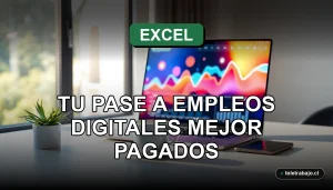 Curso avanzado de Excel para trabajos freelance y la economía gig, mostrado en una elegante oficina en casa.
