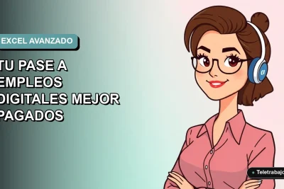 Ilustración plana vectorial de una mujer profesional trabajando de forma remota con gráficos de Excel, fondo degradado azul verdoso.