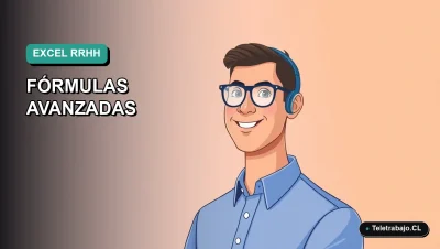Ilustración vectorial plana moderna de un trabajador masculino de RRHH con camisa azul, sonriendo, sobre un fondo degradado suave. Representa el dominio de Excel avanzado para profesionales de recursos humanos en Chile.