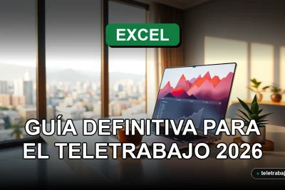 Curso de Excel para teletrabajo en Chile, pantalla con gráficos abstractos en oficina moderna.